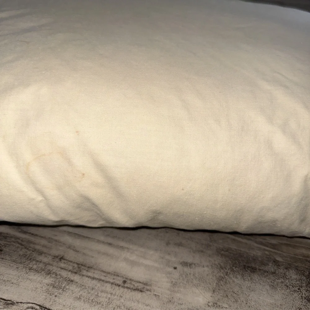 Vintage Off White Down Feather Pillow 25X18 Inch Good Fill Level Stain Areas